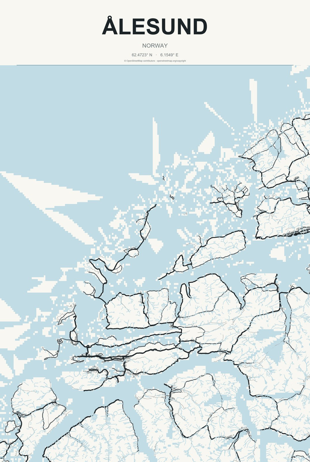 Ålesund, Norway City Map Aluminum Sign in Headline Atlas style