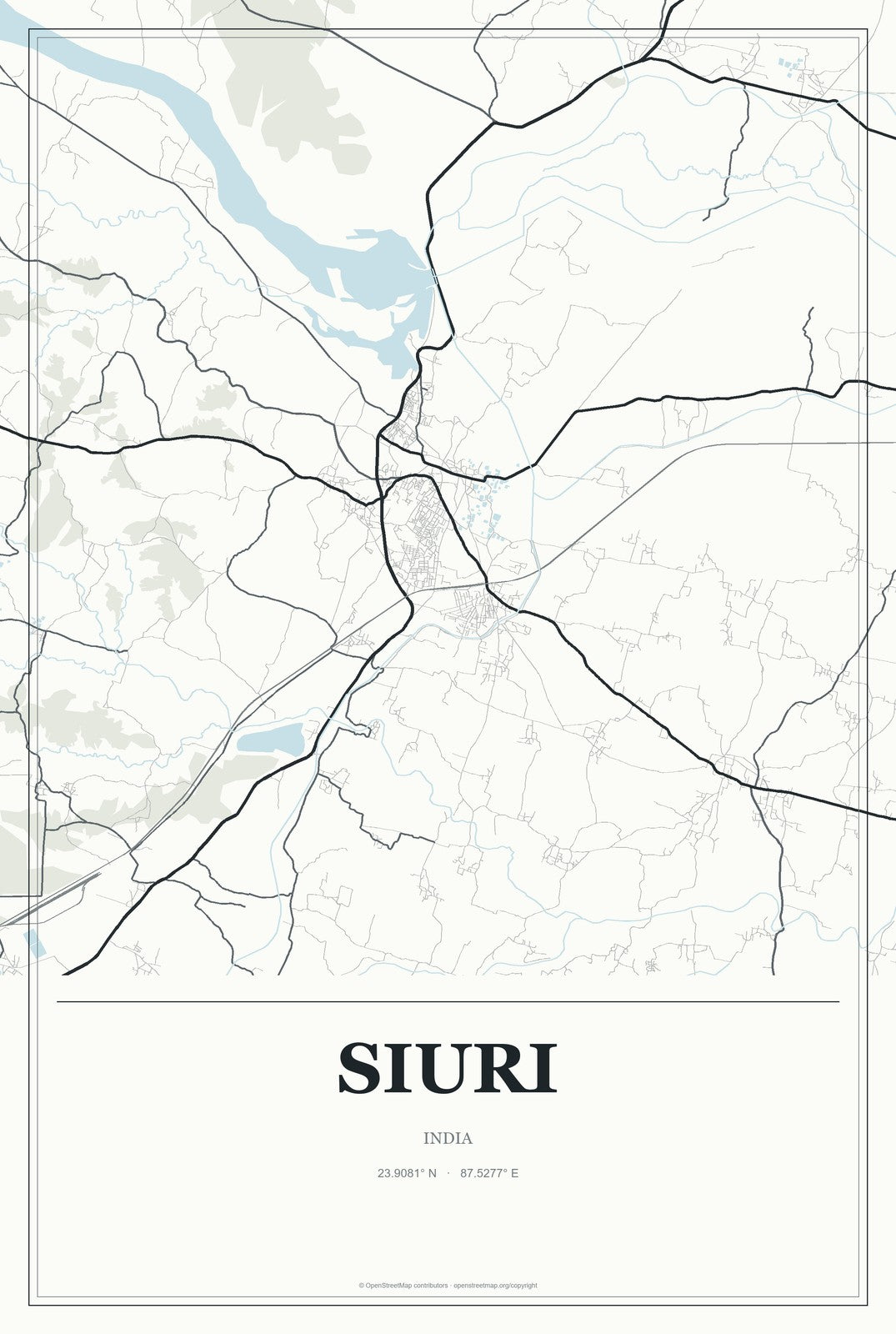 Siuri, India City Map Aluminum Sign in Gallery Air style