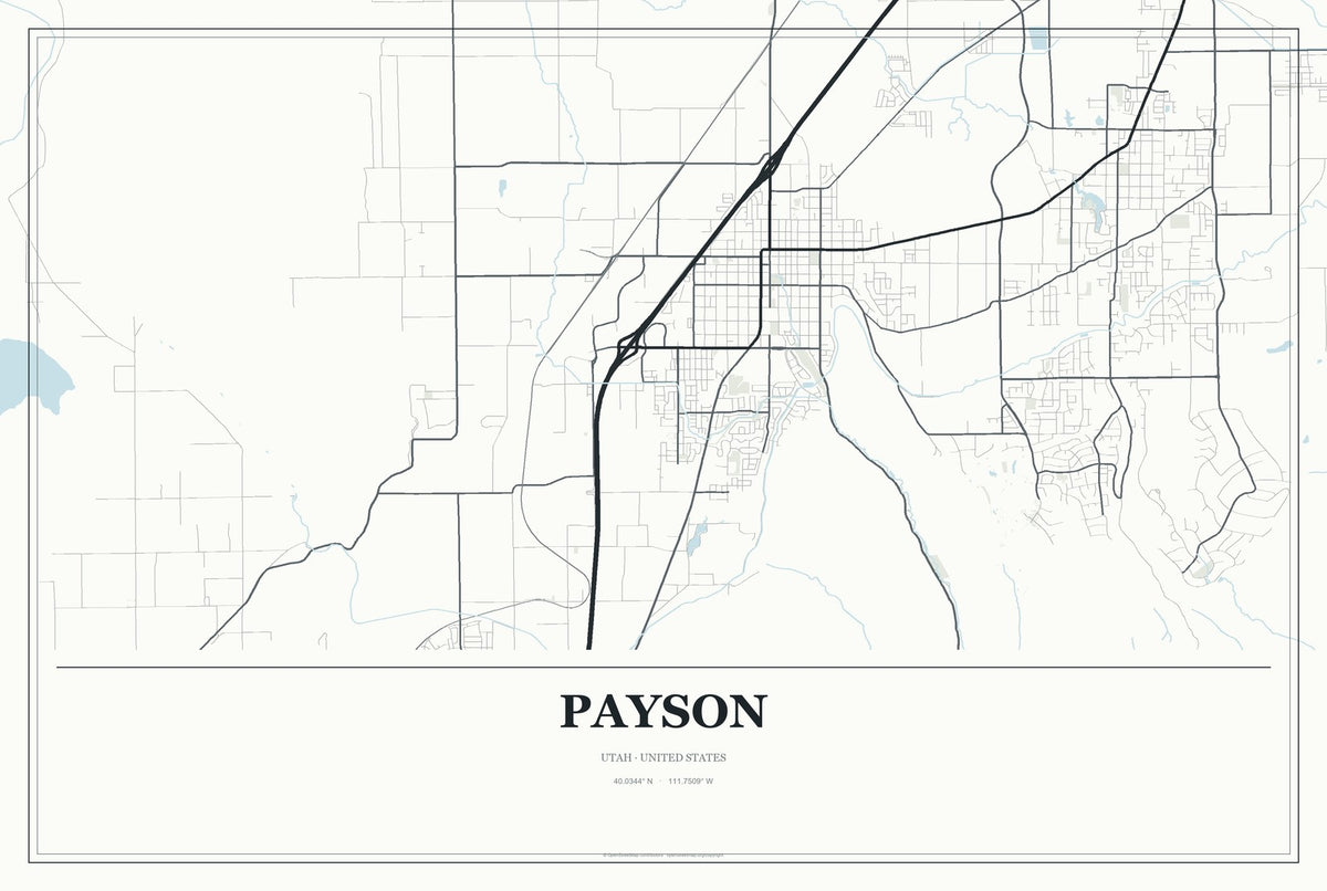 Payson, Utah City Map Aluminum Sign in Gallery Air style