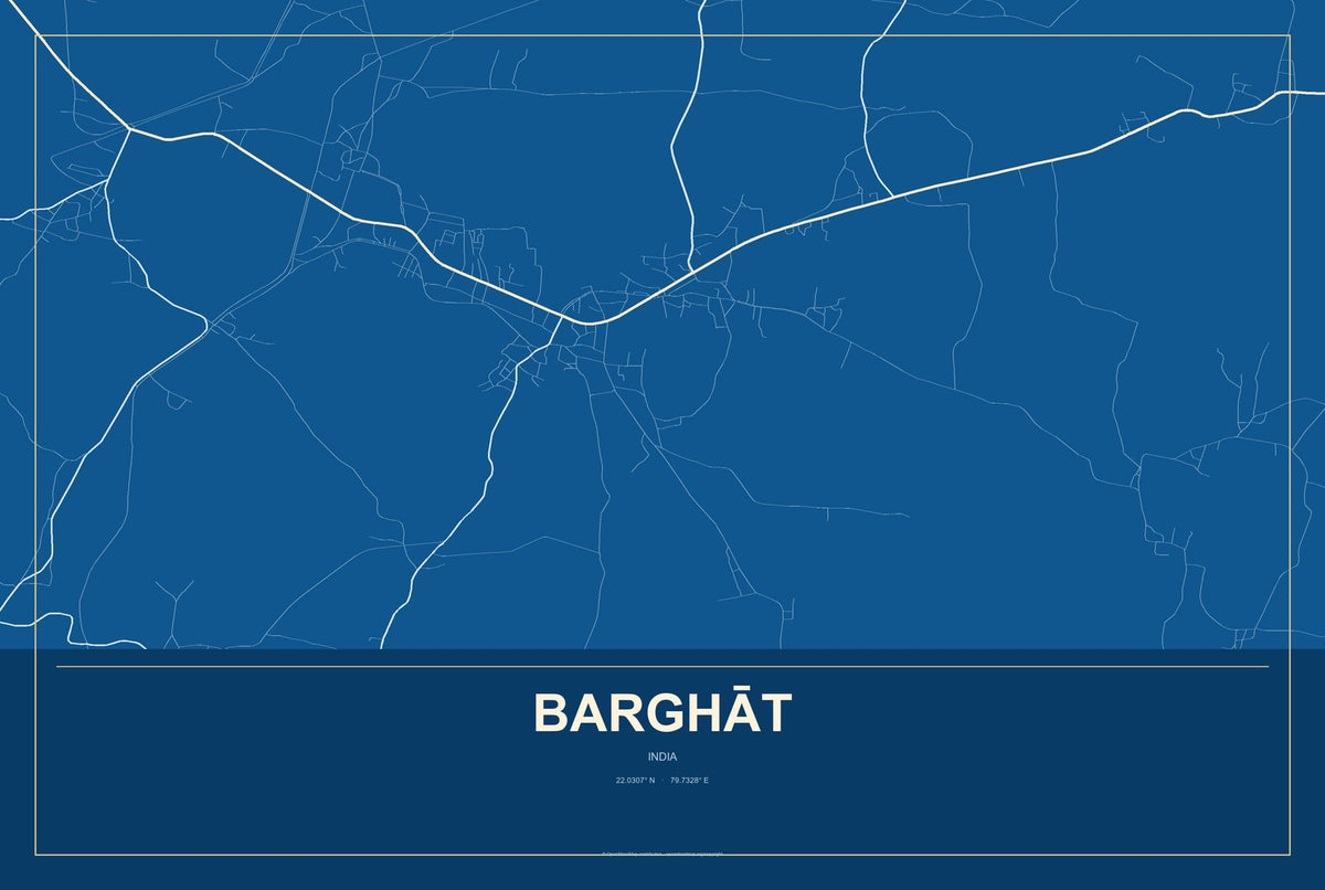 Barghāt, India City Map Aluminum Sign in Harbor Cobalt style