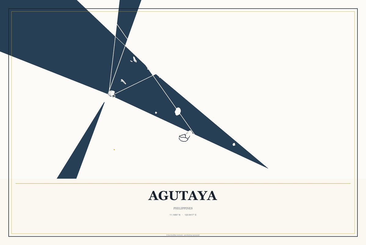 Agutaya, Philippines City Map Aluminum Sign in Citrine Modern style