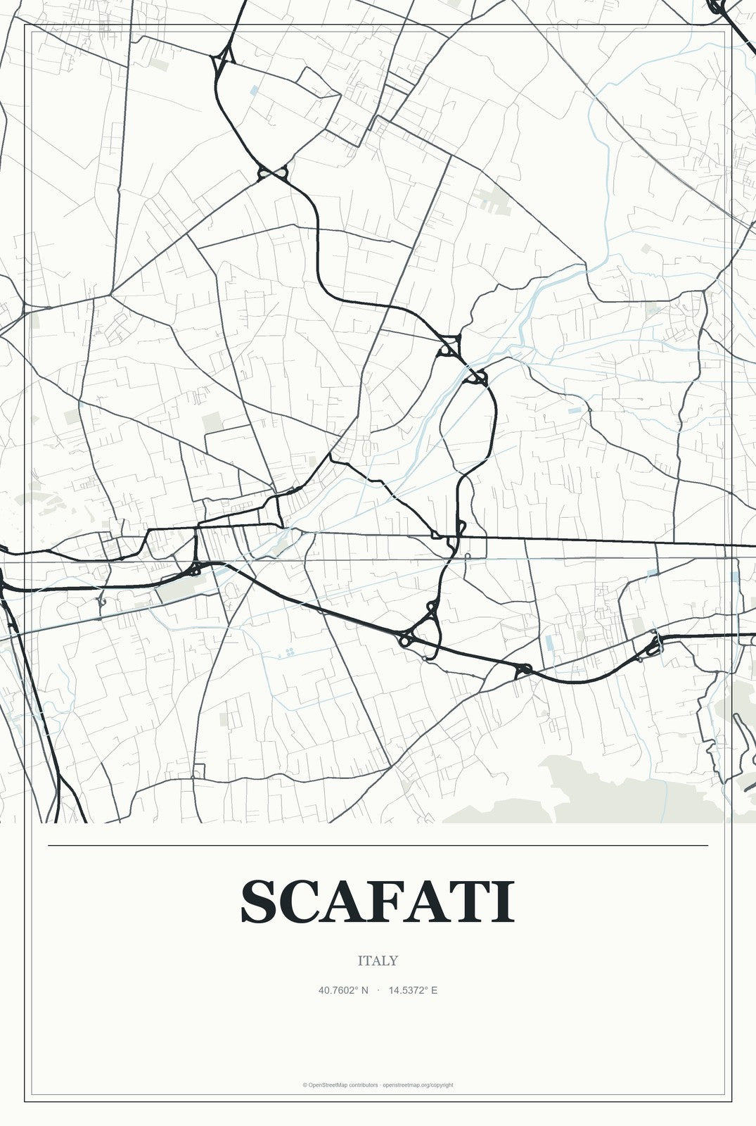 Scafati, Italy City Map Aluminum Sign in Gallery Air style