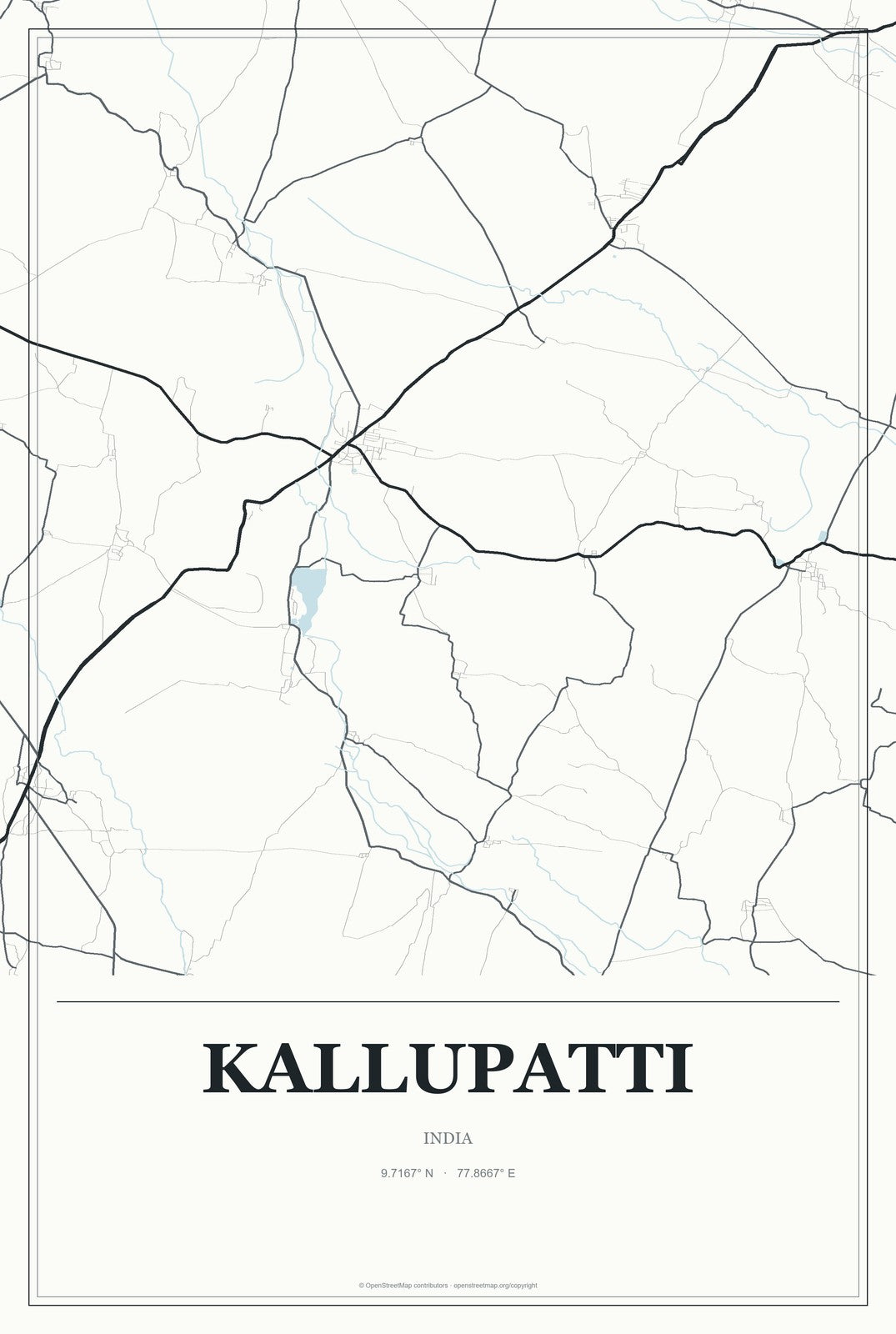 Kallupatti, India City Map Aluminum Sign in Gallery Air style