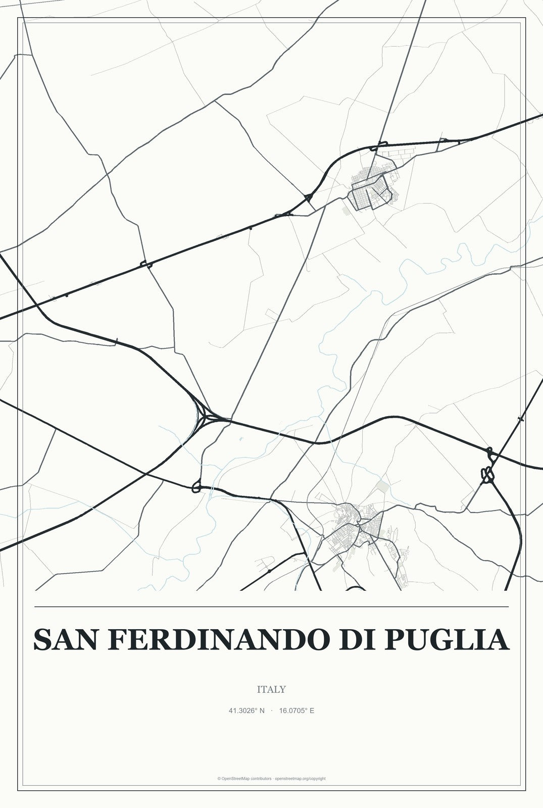 San Ferdinando di Puglia, Italy City Map Aluminum Sign in Gallery Air style