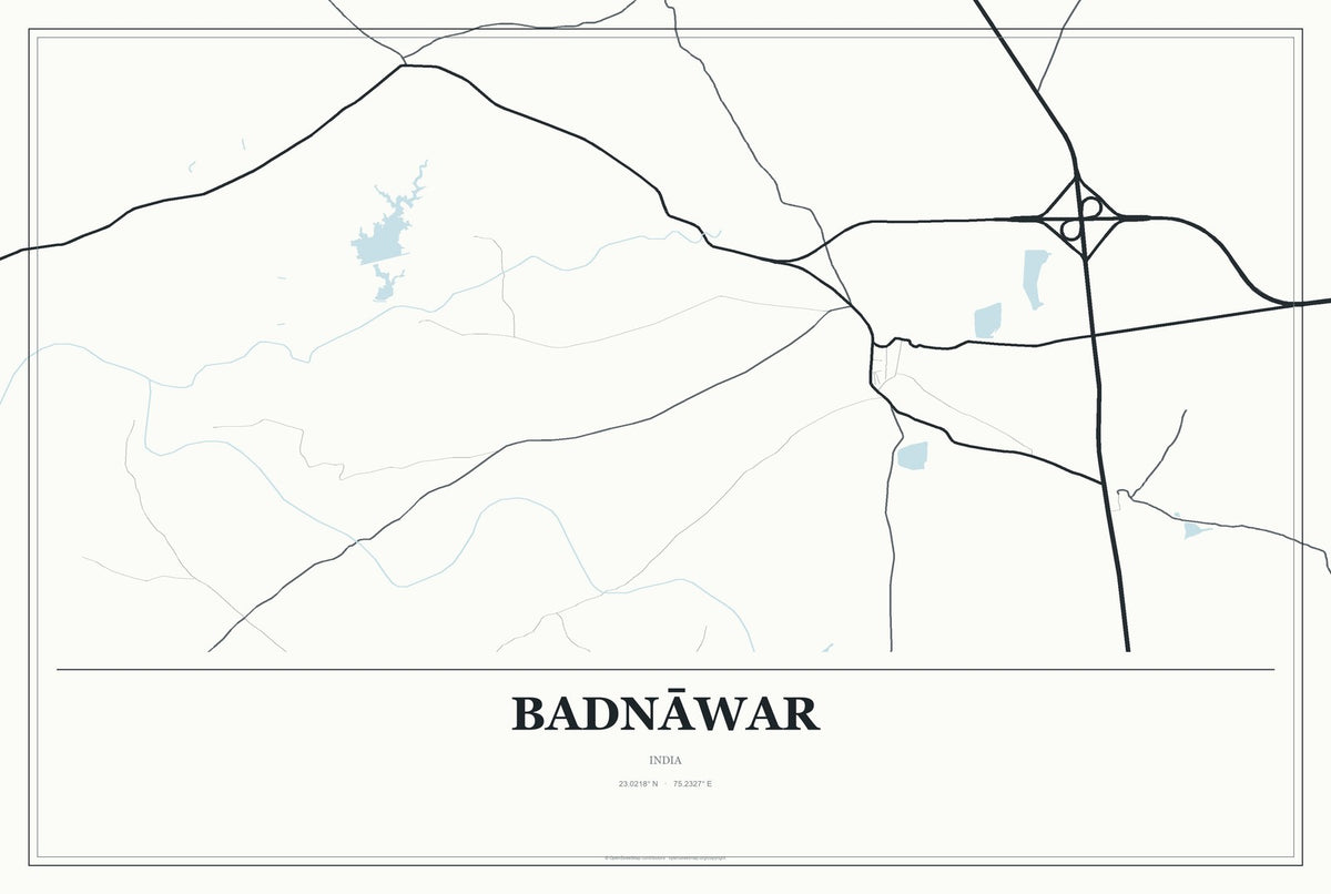 Badnāwar, India City Map Aluminum Sign in Gallery Air style