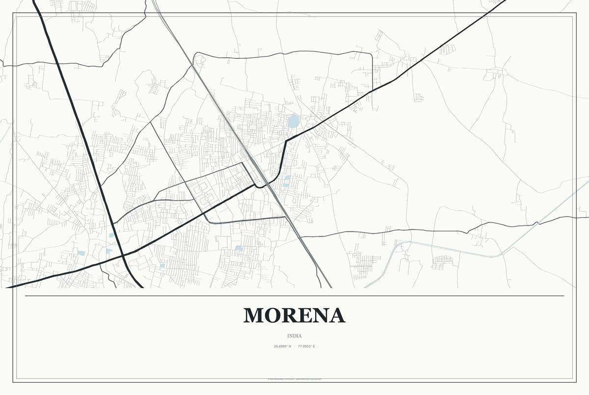 Morena, India City Map Aluminum Sign in Gallery Air style
