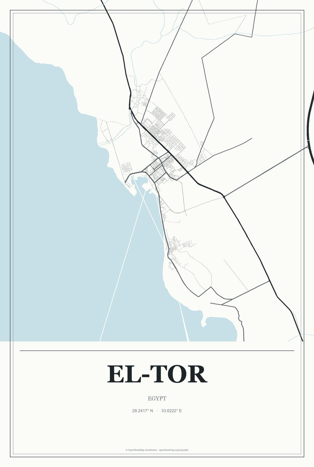 El-Tor, Egypt City Map Aluminum Sign in Gallery Air style