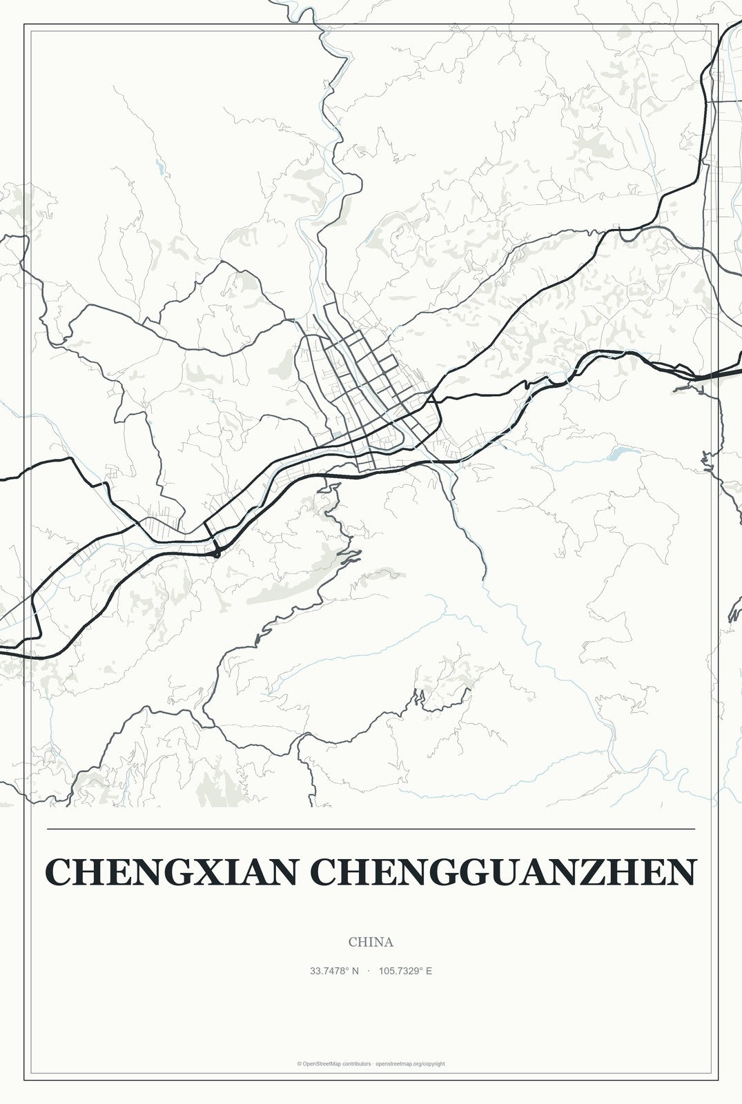 Chengxian Chengguanzhen, China City Map Aluminum Sign in Gallery Air style