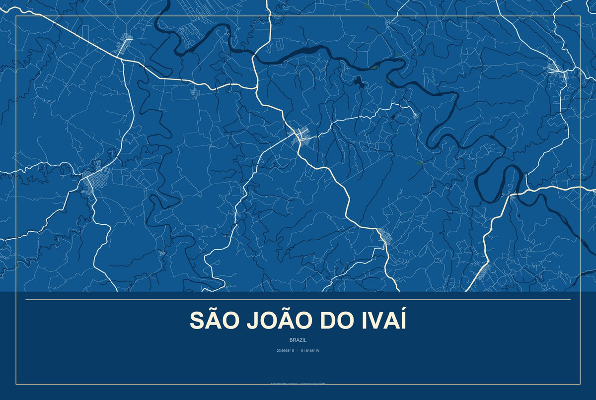 São João do Ivaí, Brazil City Map Aluminum Sign in Harbor Cobalt style