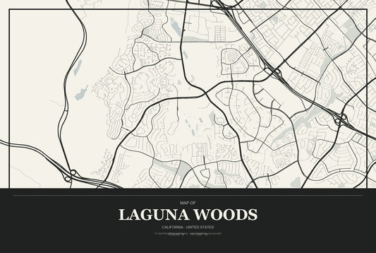 Laguna Woods, California City Map Aluminum Sign in Museum Plaque style