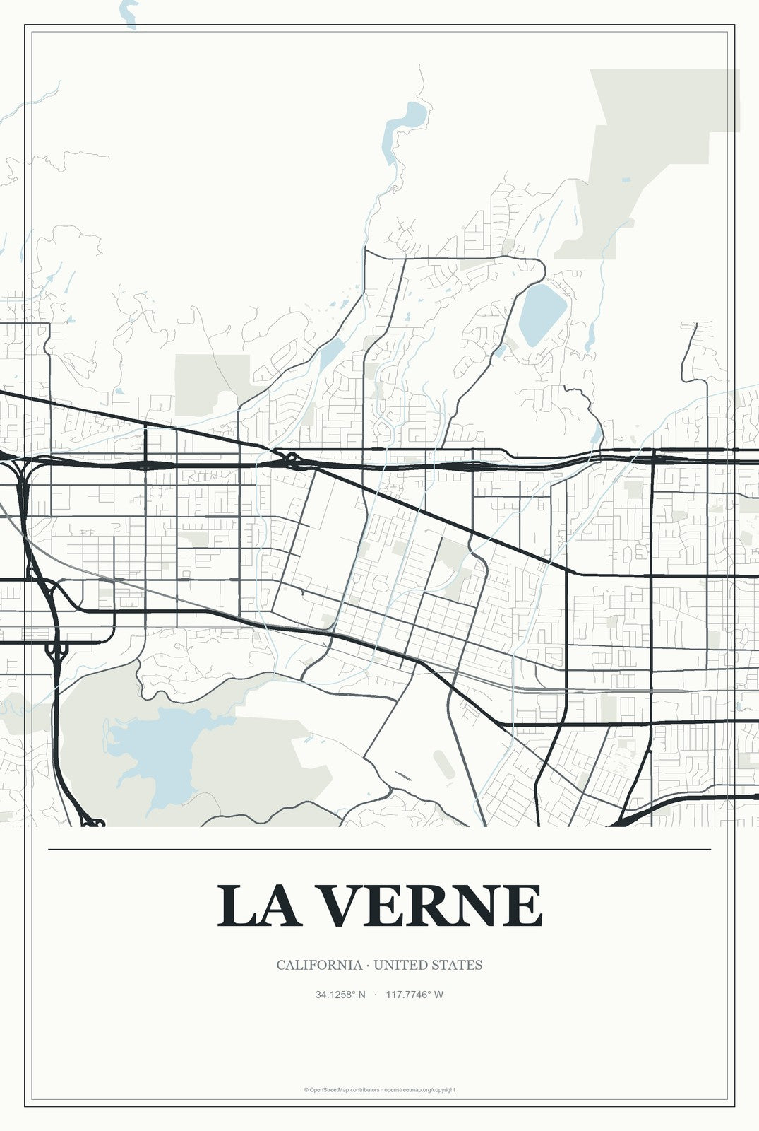 La Verne, California City Map Aluminum Sign in Gallery Air style
