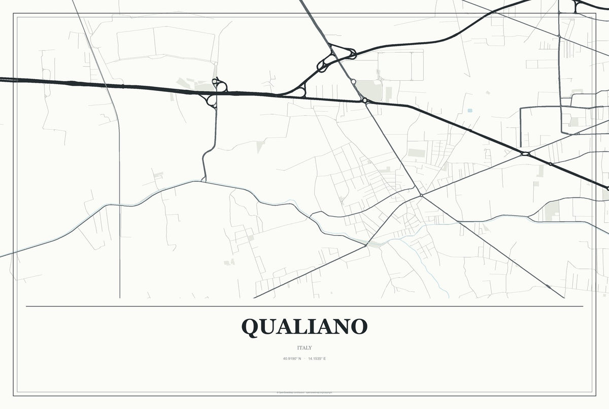 Qualiano, Italy City Map Aluminum Sign in Gallery Air style
