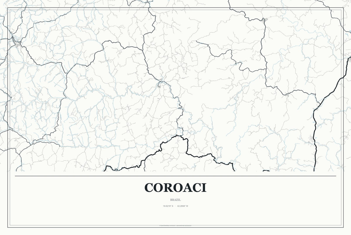 Coroaci, Brazil City Map Aluminum Sign in Gallery Air style