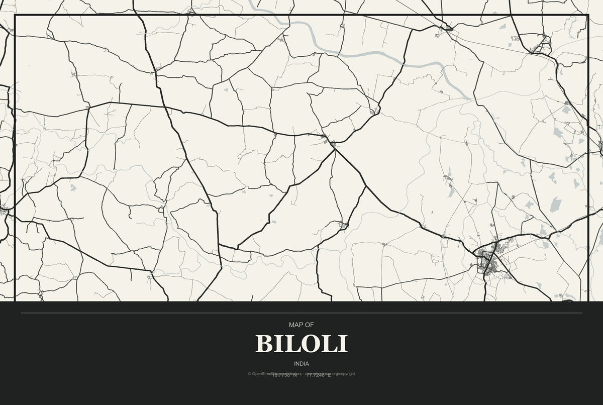 Biloli, India City Map Aluminum Sign in Museum Plaque style