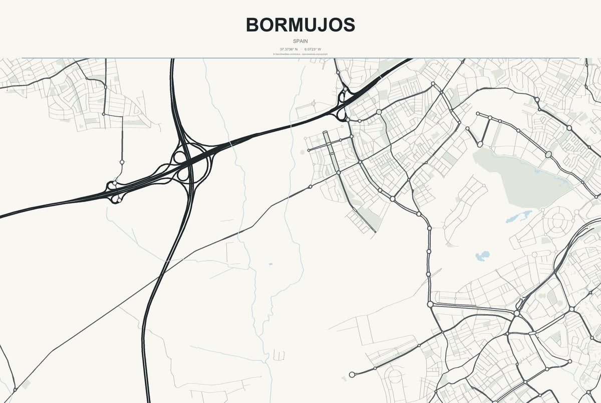 Bormujos, Spain City Map Aluminum Sign in Headline Atlas style