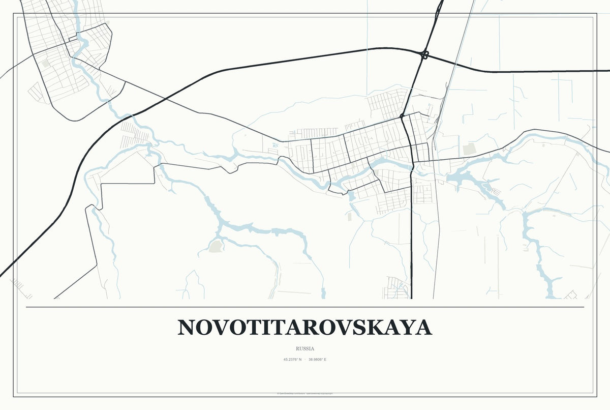 Novotitarovskaya, Russia City Map Aluminum Sign in Gallery Air style