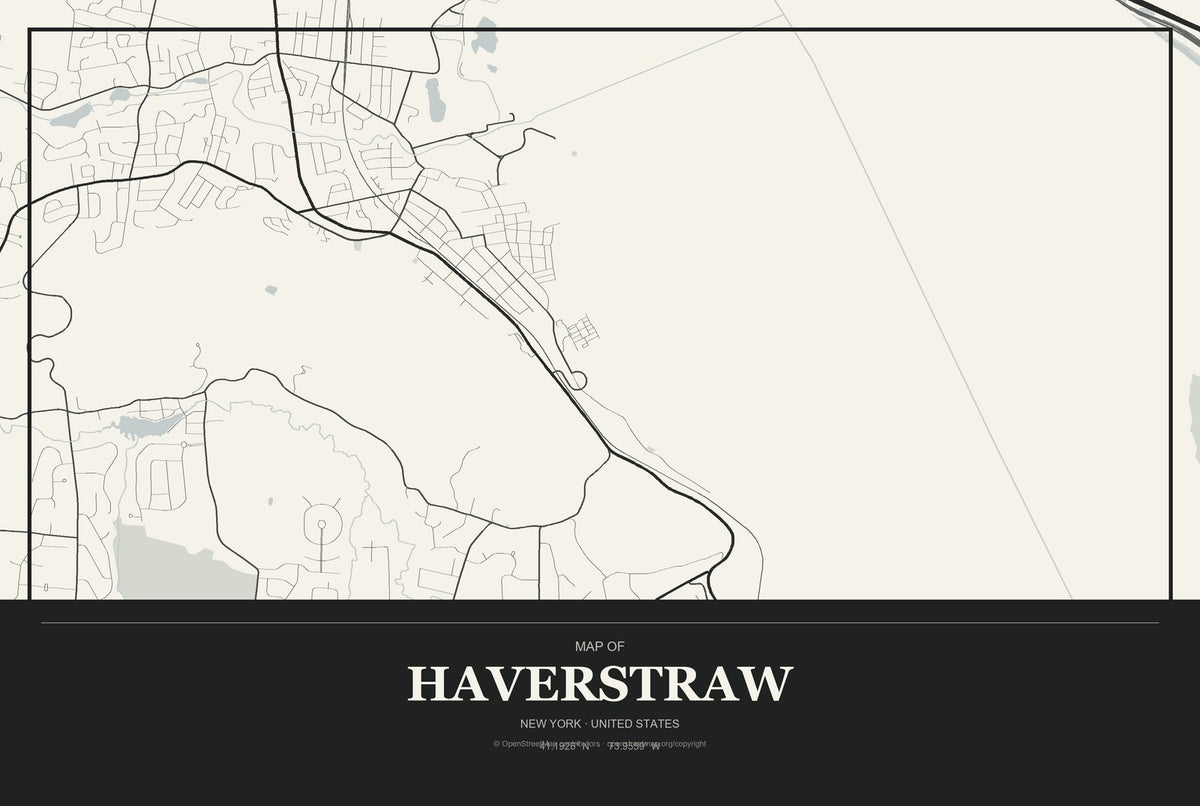Haverstraw, New York City Map Aluminum Sign in Museum Plaque style
