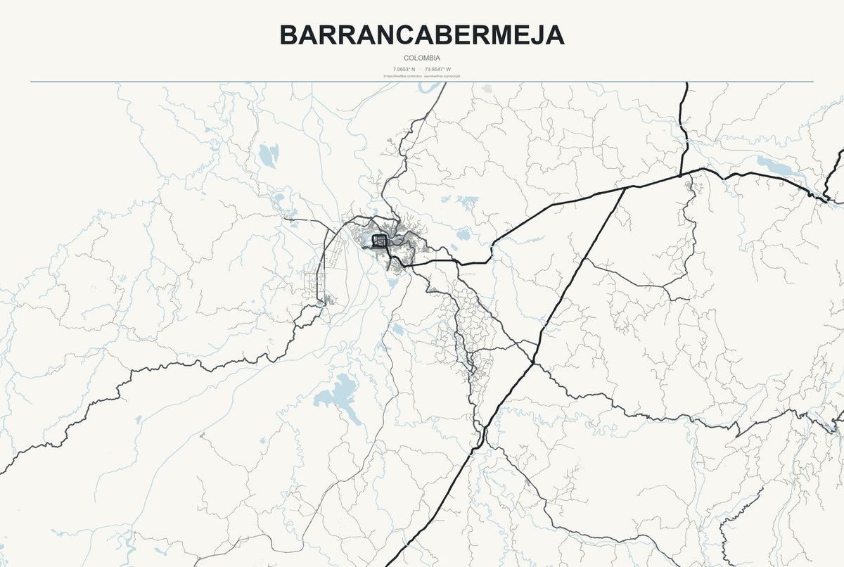 Barrancabermeja, Colombia City Map Aluminum Sign in Headline Atlas style