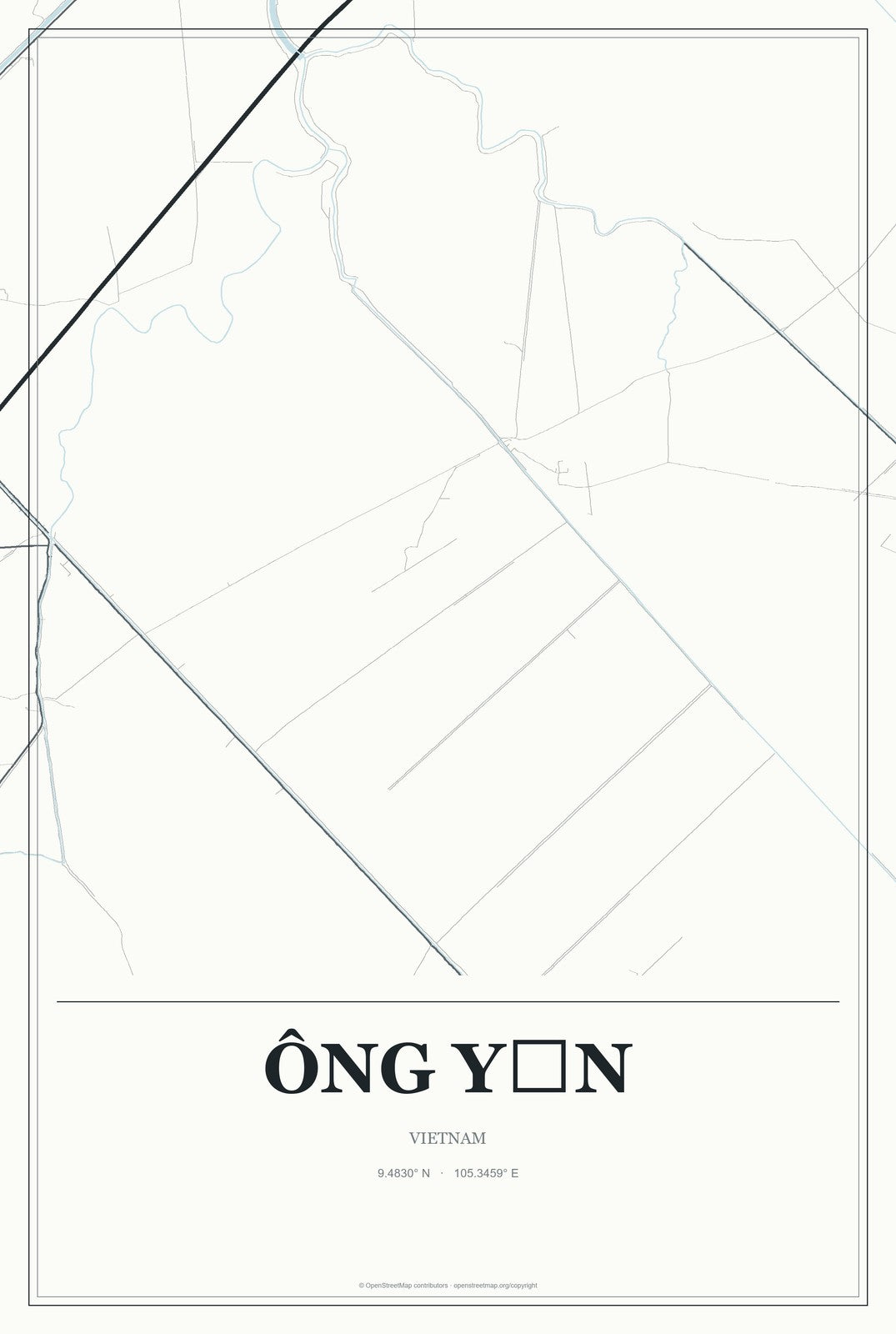 Ông Yến, Vietnam City Map Aluminum Sign in Gallery Air style