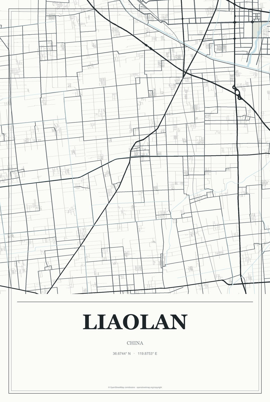 Liaolan, China City Map Aluminum Sign in Gallery Air style