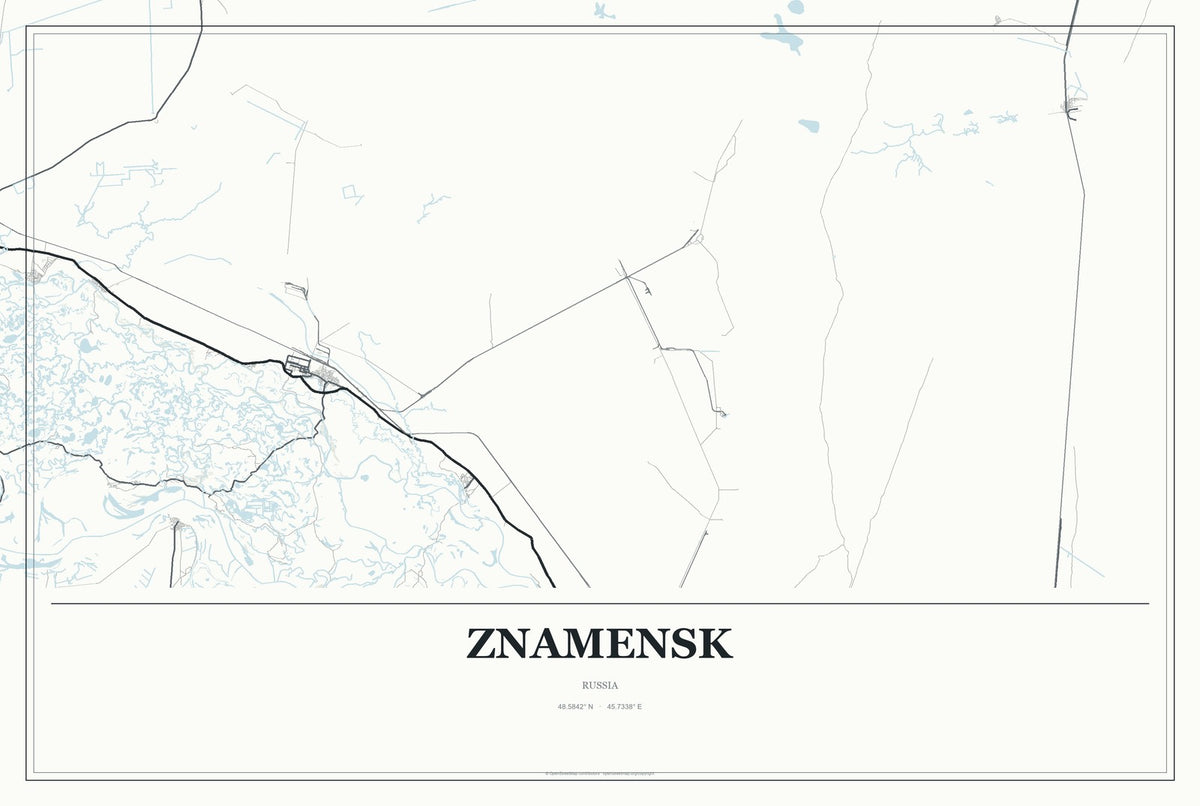 Znamensk, Russia City Map Aluminum Sign in Gallery Air style