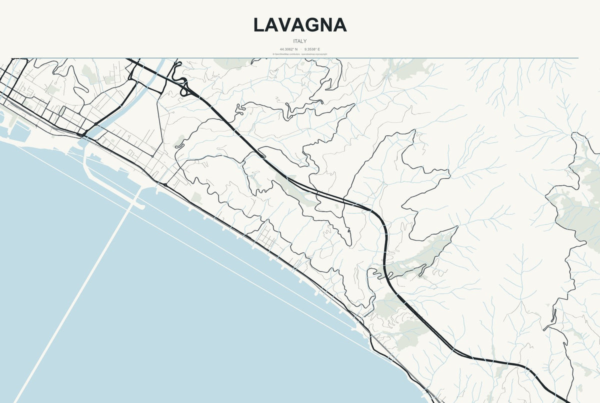 Lavagna, Italy City Map Aluminum Sign in Headline Atlas style