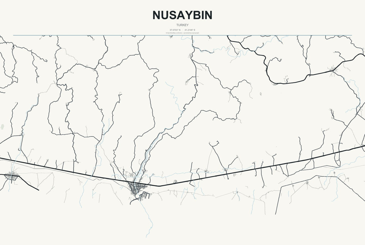 Nusaybin, Turkey City Map Aluminum Sign in Headline Atlas style