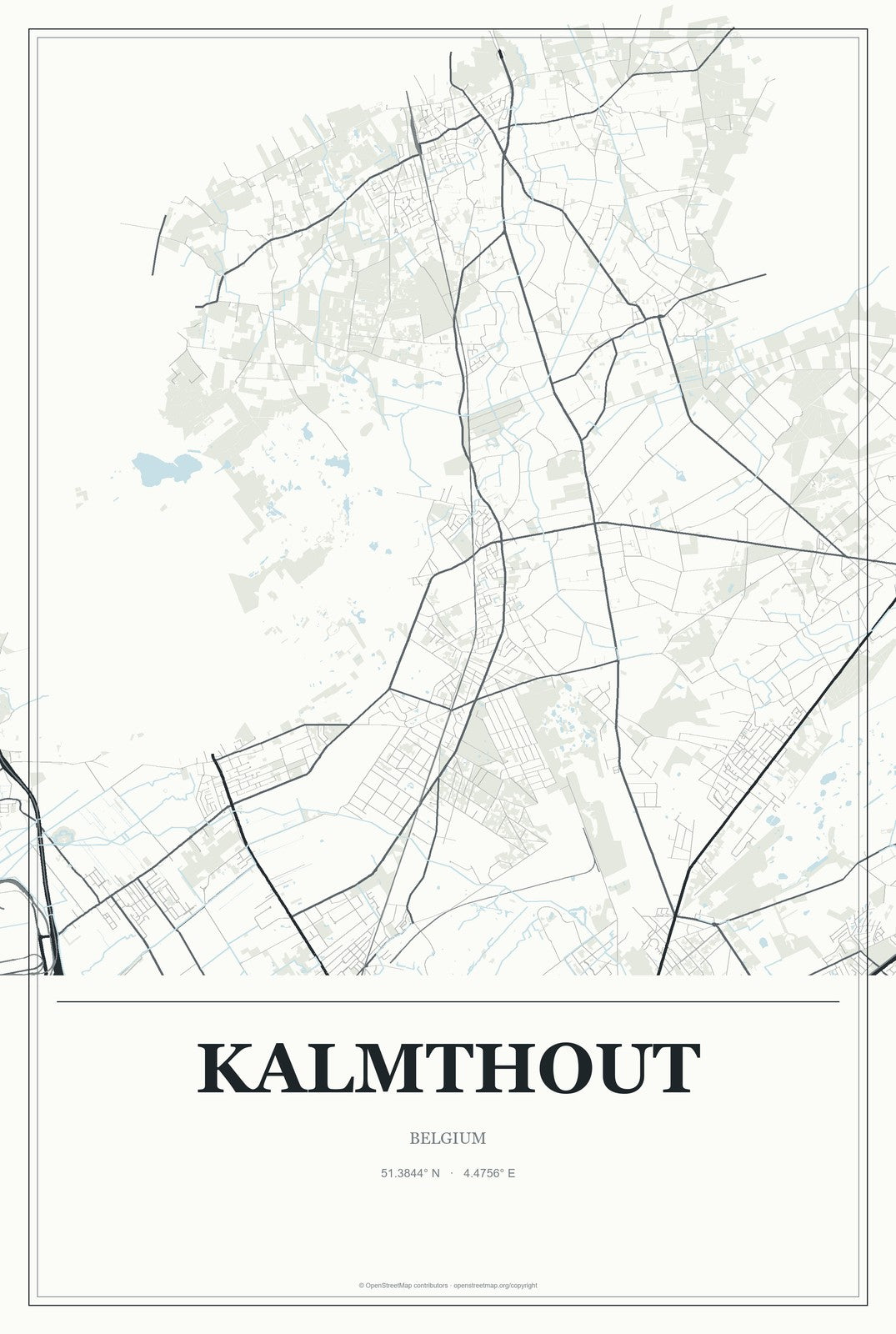 Kalmthout, Belgium City Map Aluminum Sign in Gallery Air style