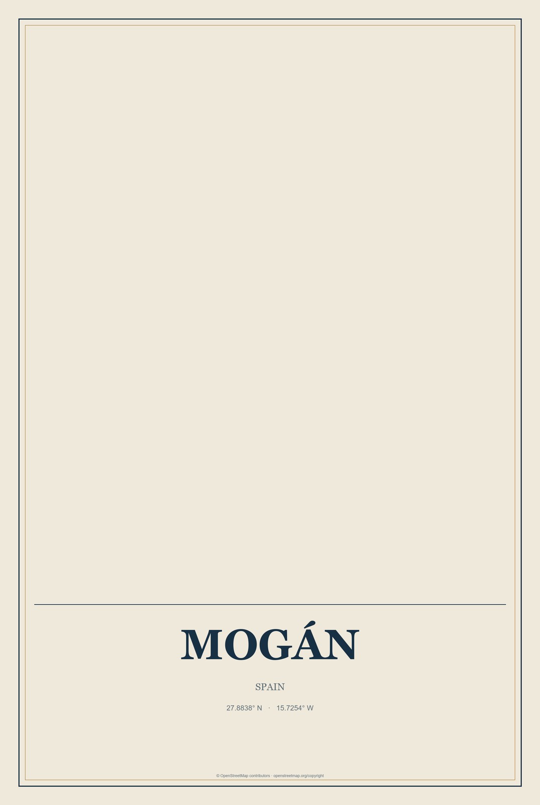 Mogán, Spain City Map Aluminum Sign in Coastal Cutout style