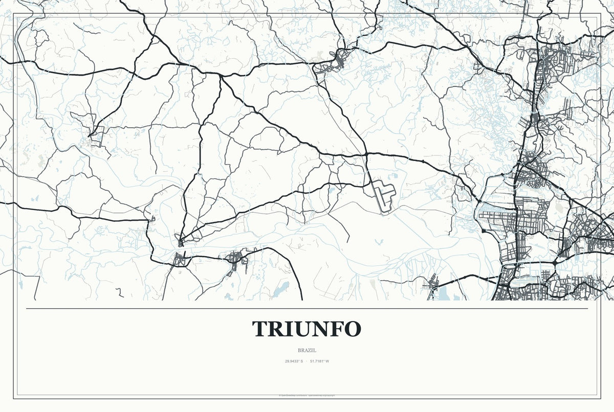 Triunfo, Rio Grande do Sul, Brazil City Map Aluminum Sign in Gallery Air style