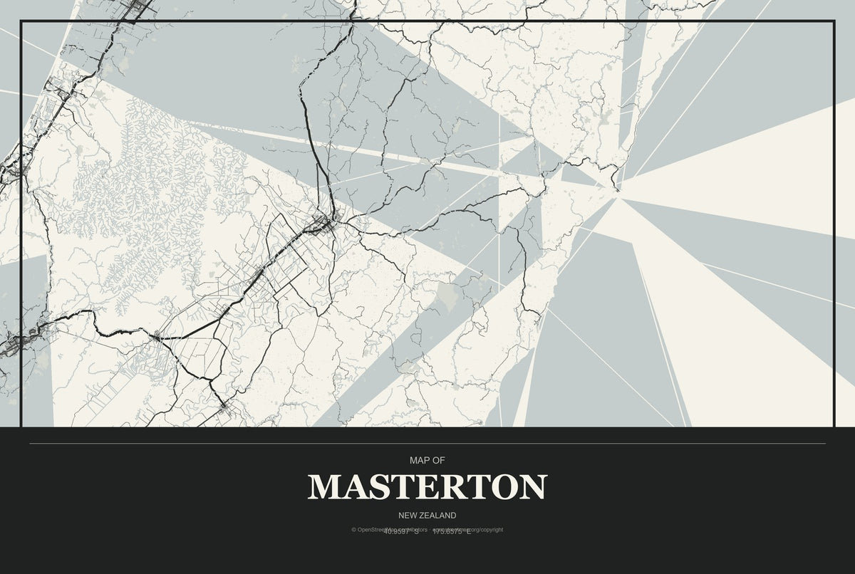 Masterton, New Zealand City Map Aluminum Sign in Museum Plaque style