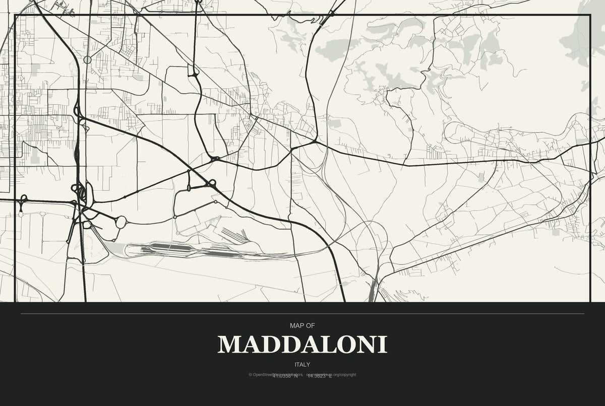 Maddaloni, Italy City Map Aluminum Sign in Museum Plaque style