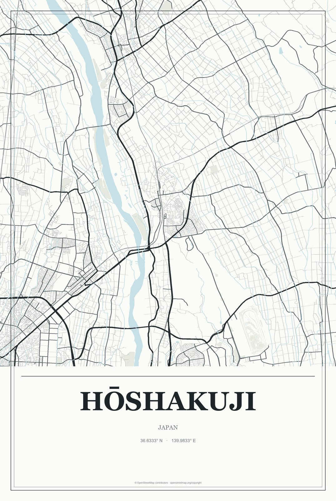 Hōshakuji, Japan City Map Aluminum Sign in Gallery Air style