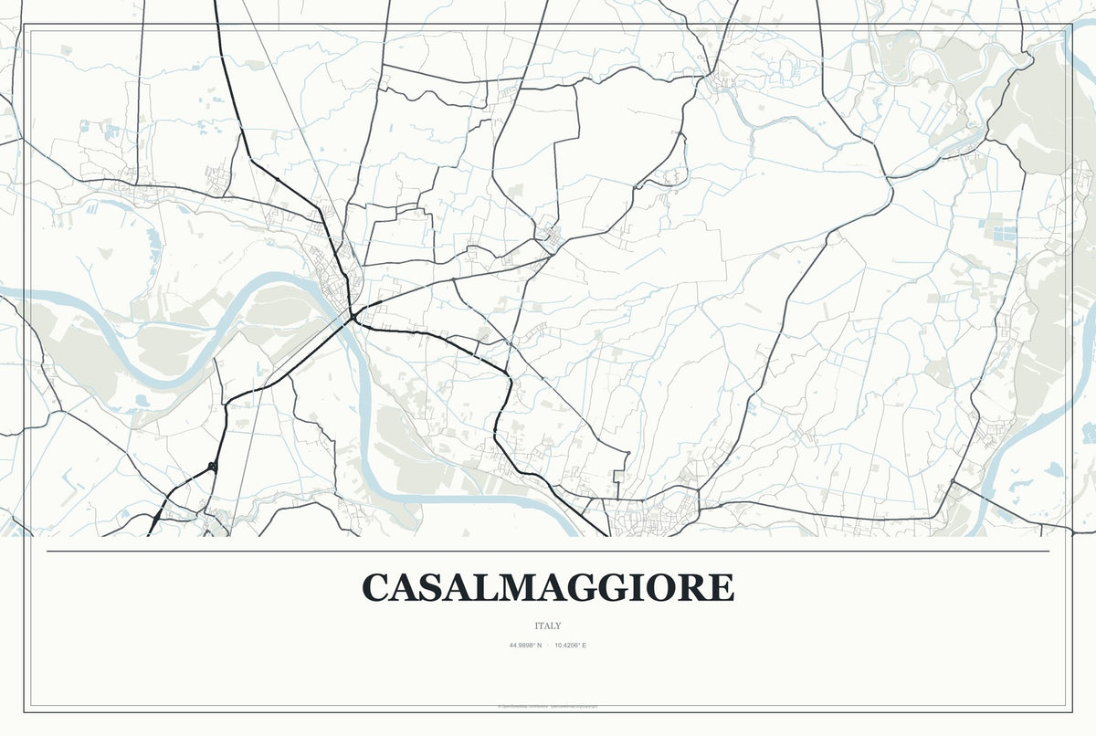 Casalmaggiore, Italy City Map Aluminum Sign in Gallery Air style