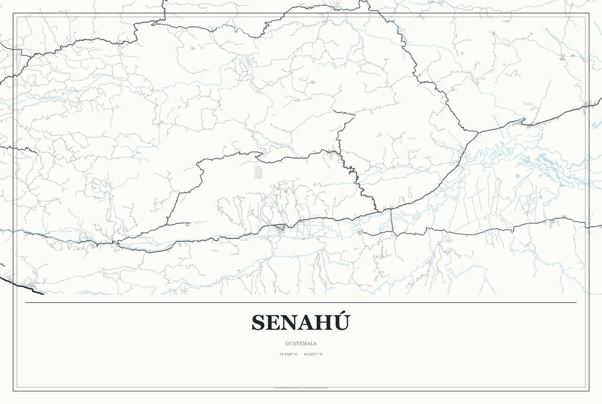 Senahú, Guatemala City Map Aluminum Sign in Gallery Air style