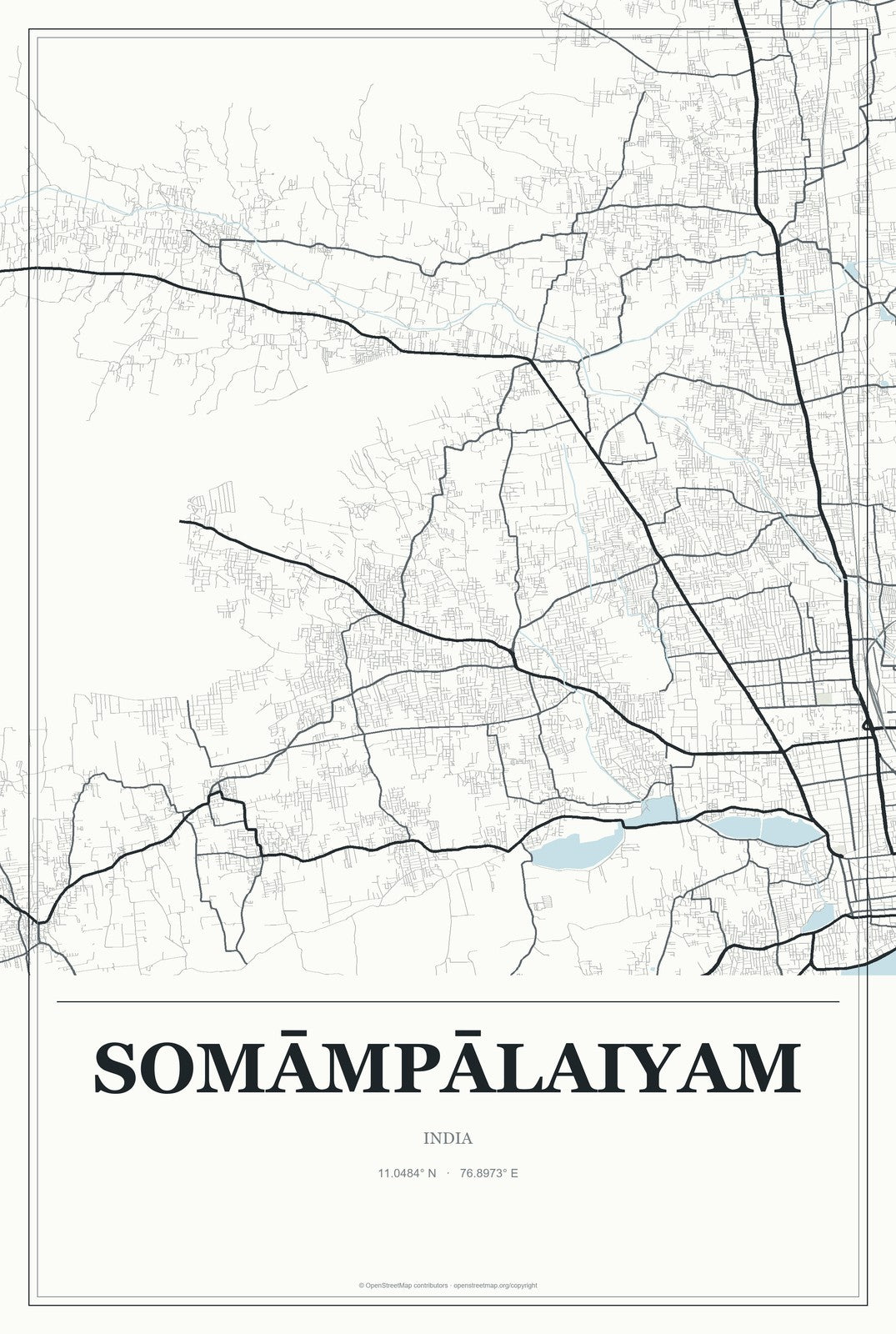 Somāmpālaiyam, India City Map Aluminum Sign in Gallery Air style