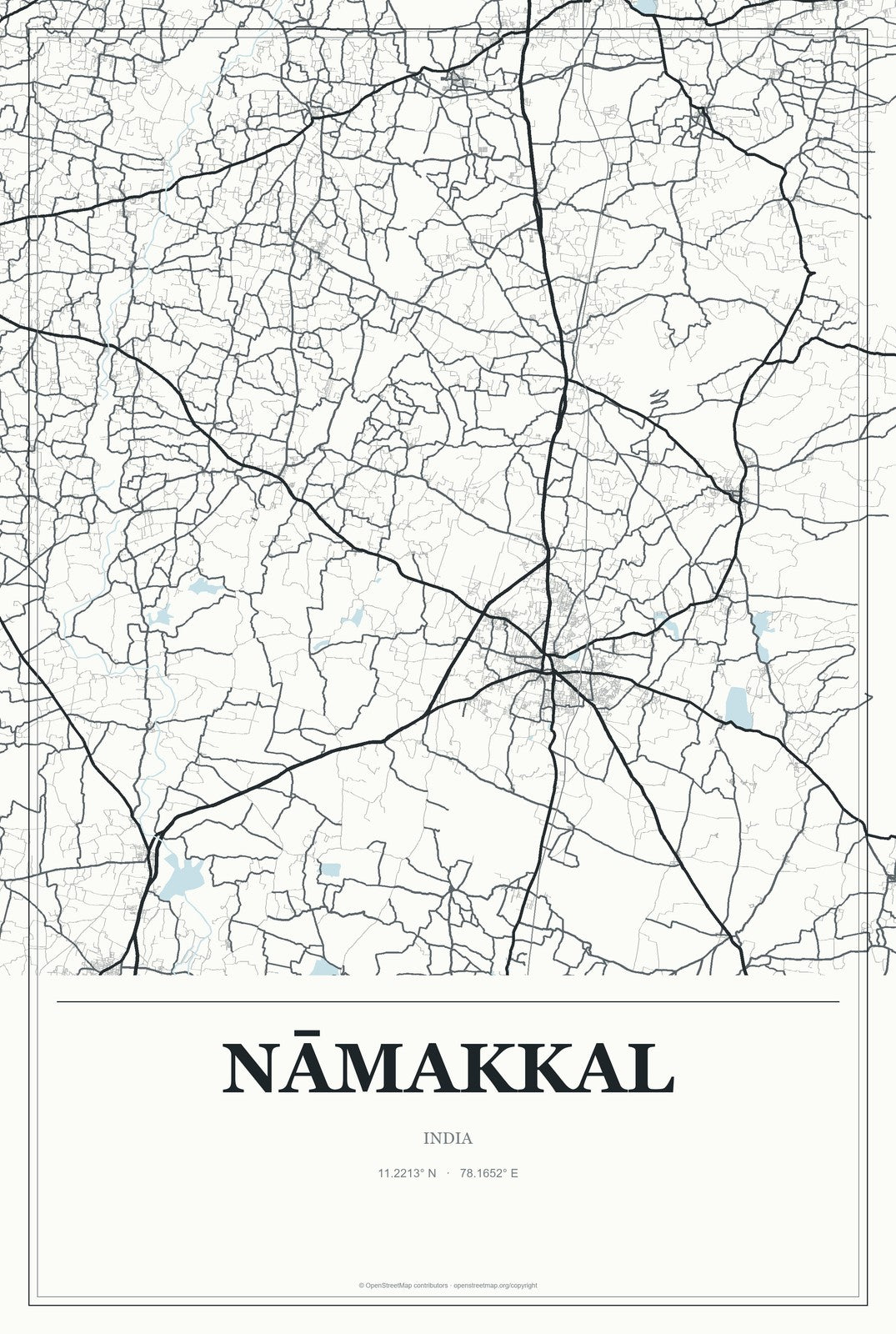 Nāmakkal, India City Map Aluminum Sign in Gallery Air style