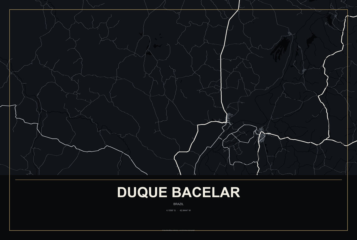 Duque Bacelar, Brazil City Map Aluminum Sign in Metropolitan Noir style