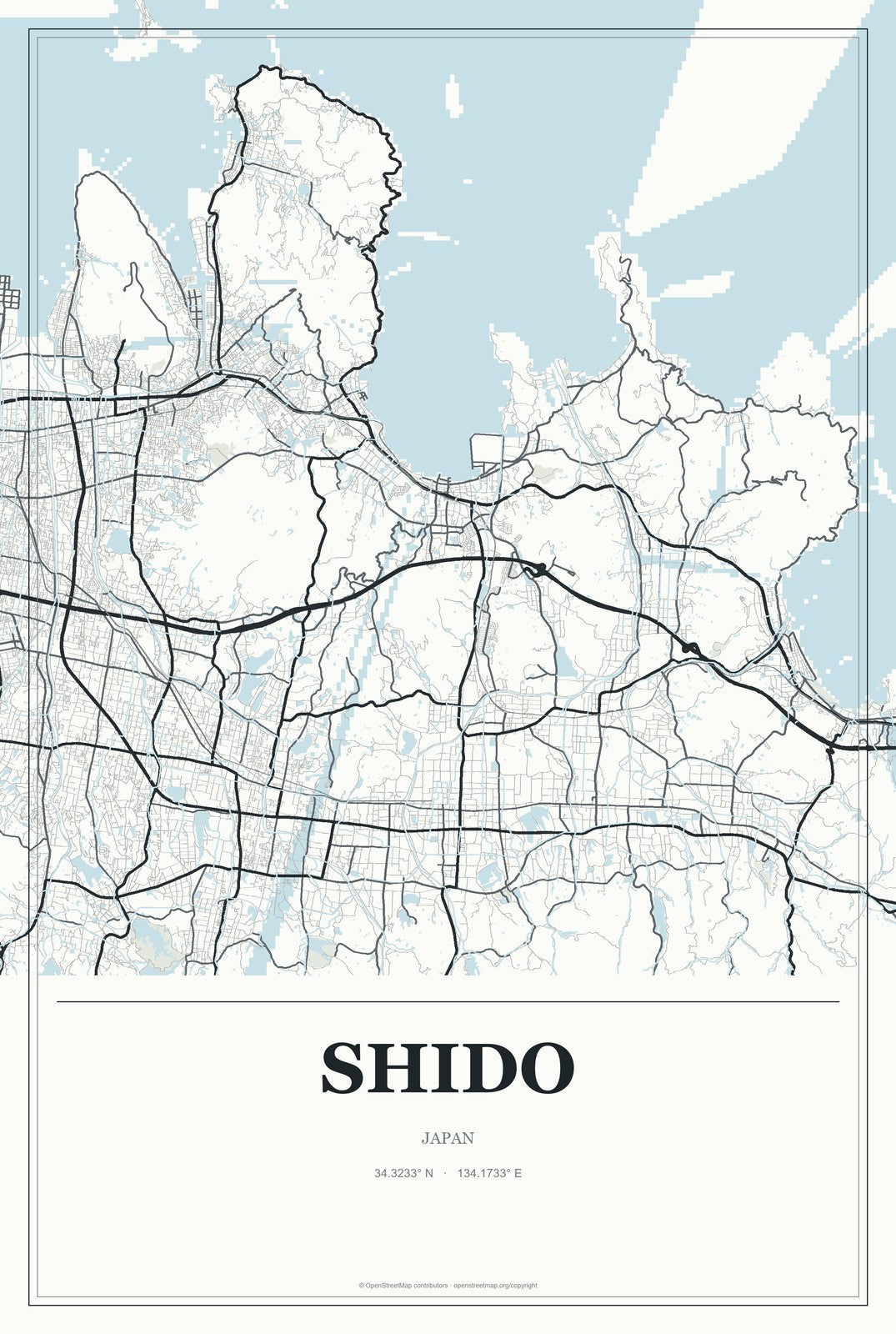 Shido, Japan City Map Aluminum Sign in Gallery Air style