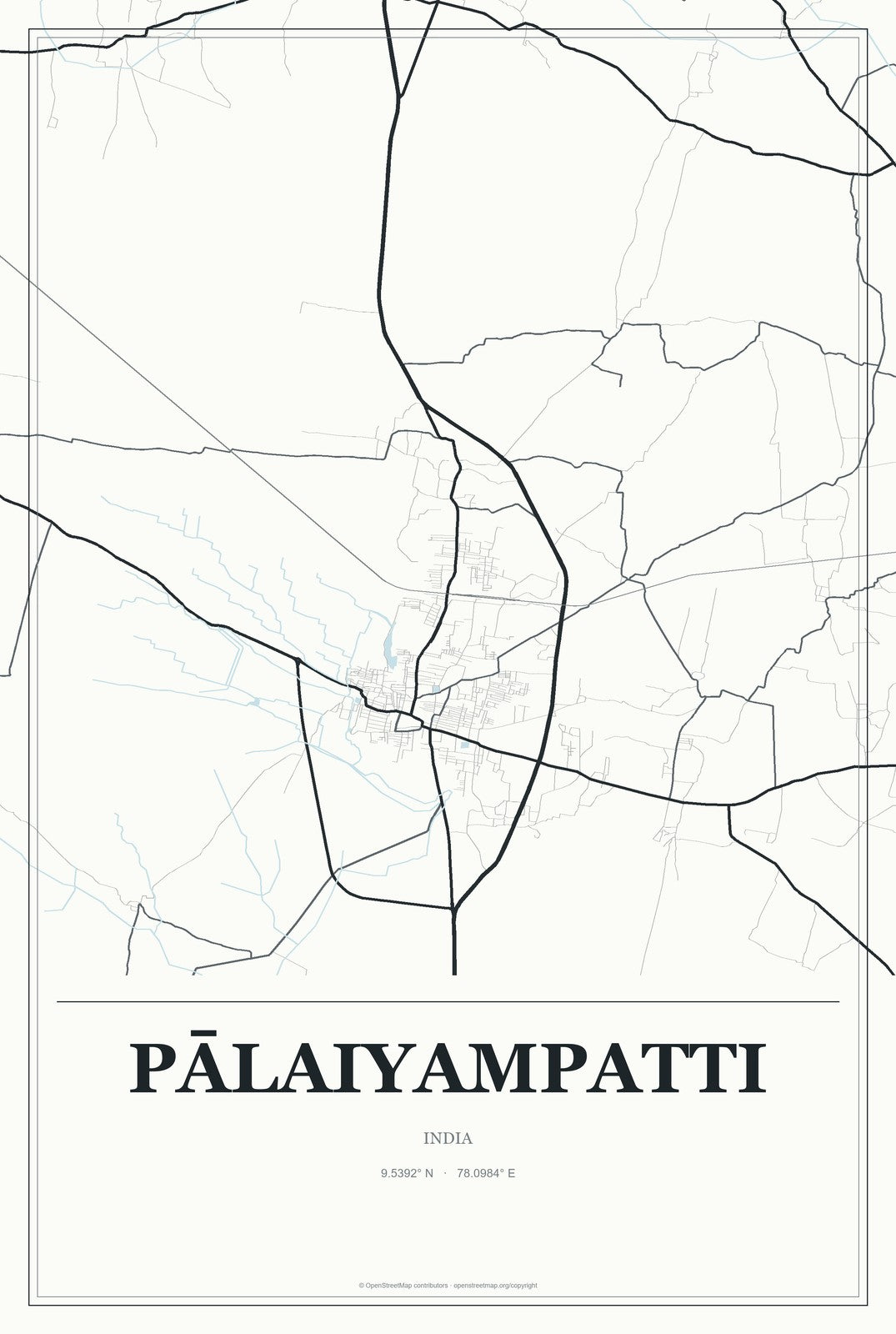 Pālaiyampatti, India City Map Aluminum Sign in Gallery Air style