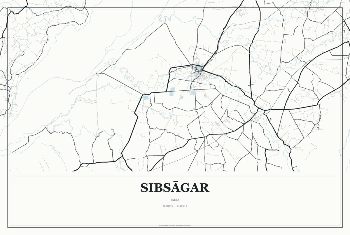 Sibsāgar, India City Map Aluminum Sign in Gallery Air style