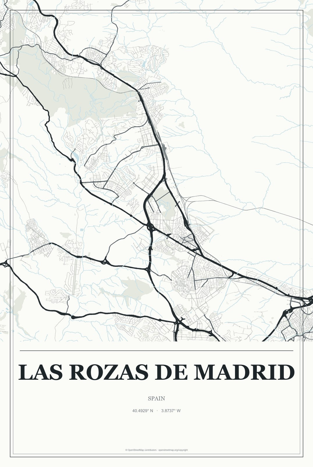 Las Rozas de Madrid, Spain City Map Aluminum Sign in Gallery Air style