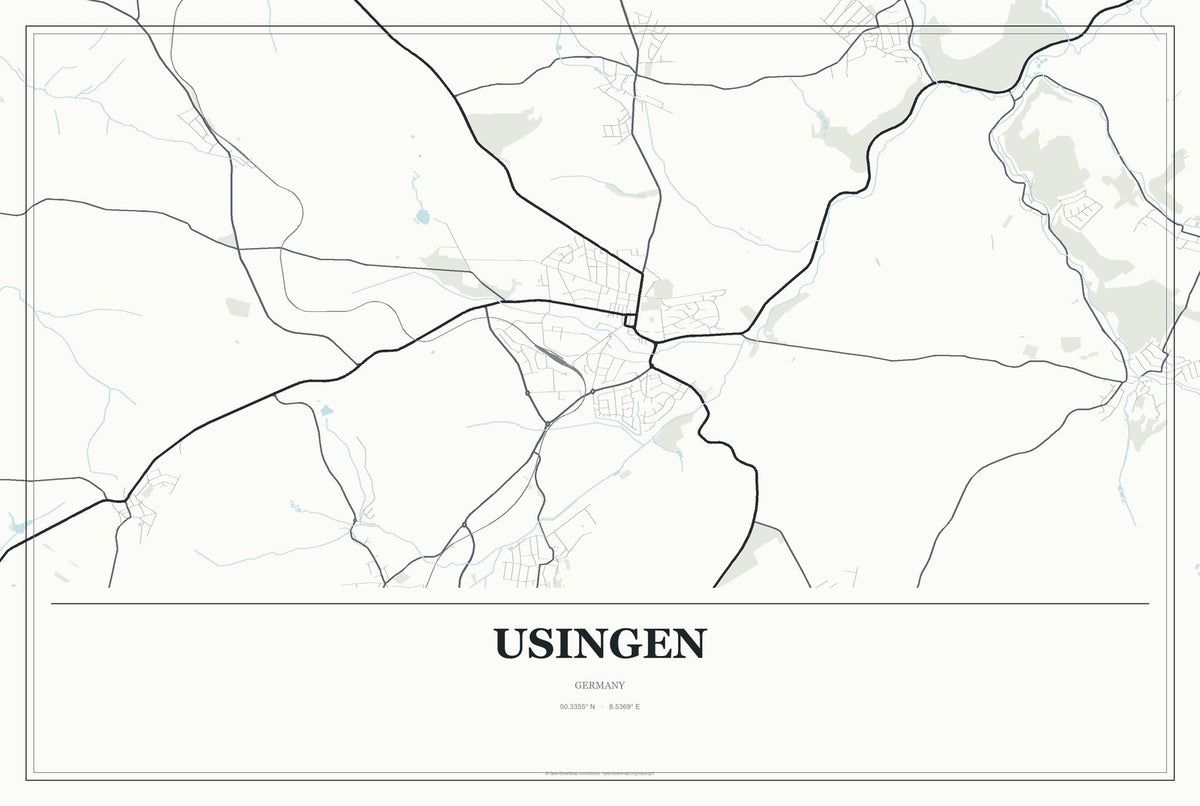 Usingen, Germany City Map Aluminum Sign in Gallery Air style