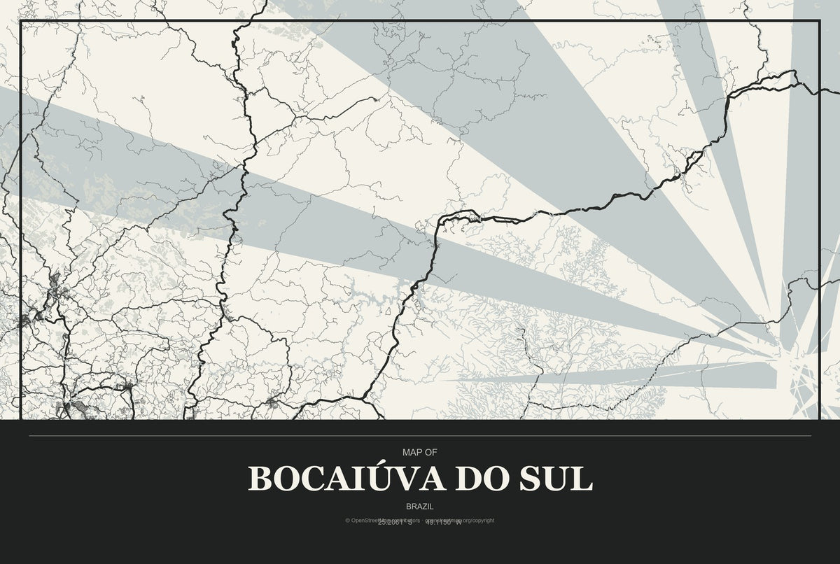 Bocaiúva do Sul, Brazil City Map Aluminum Sign in Museum Plaque style