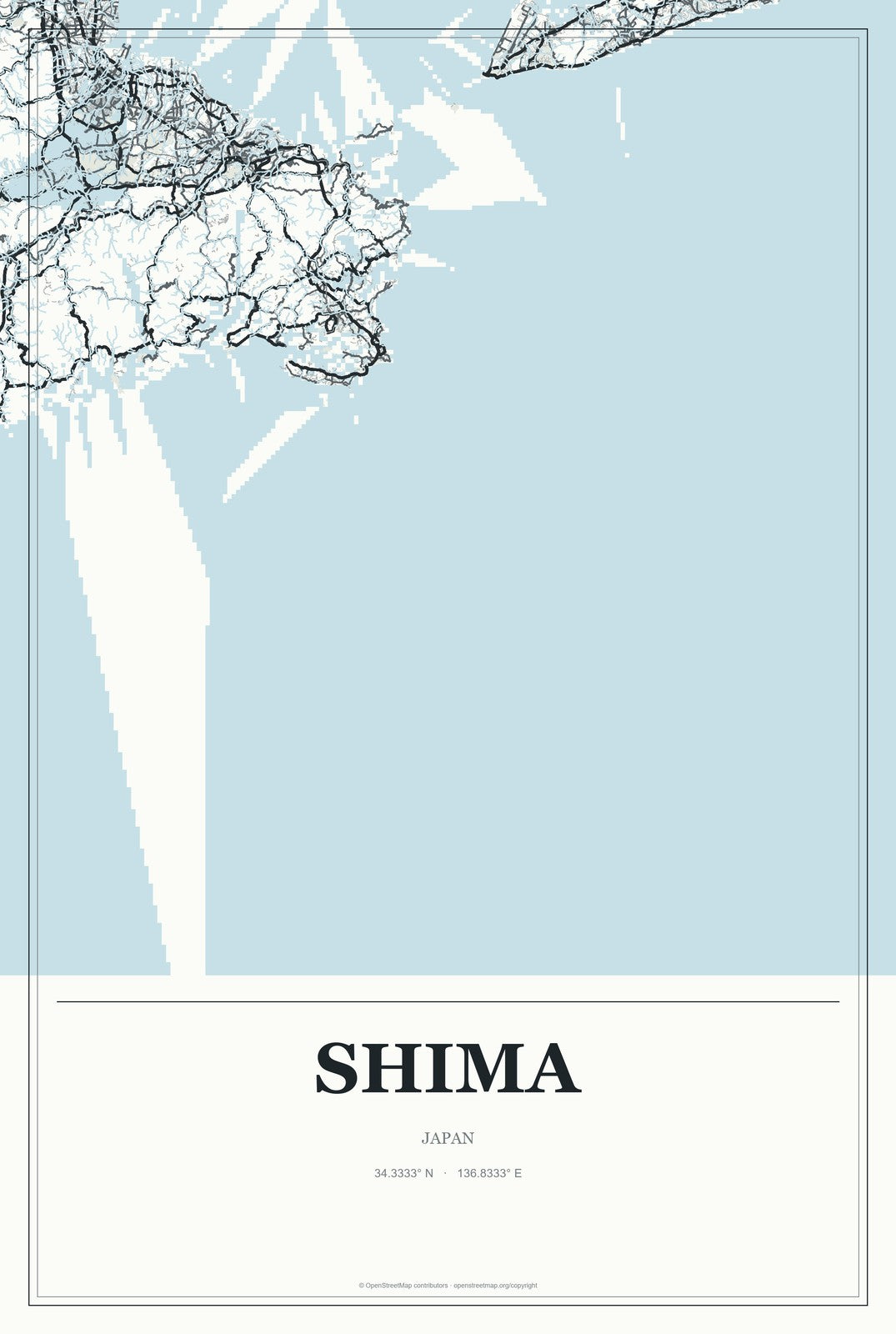 Shima, Japan City Map Aluminum Sign in Gallery Air style