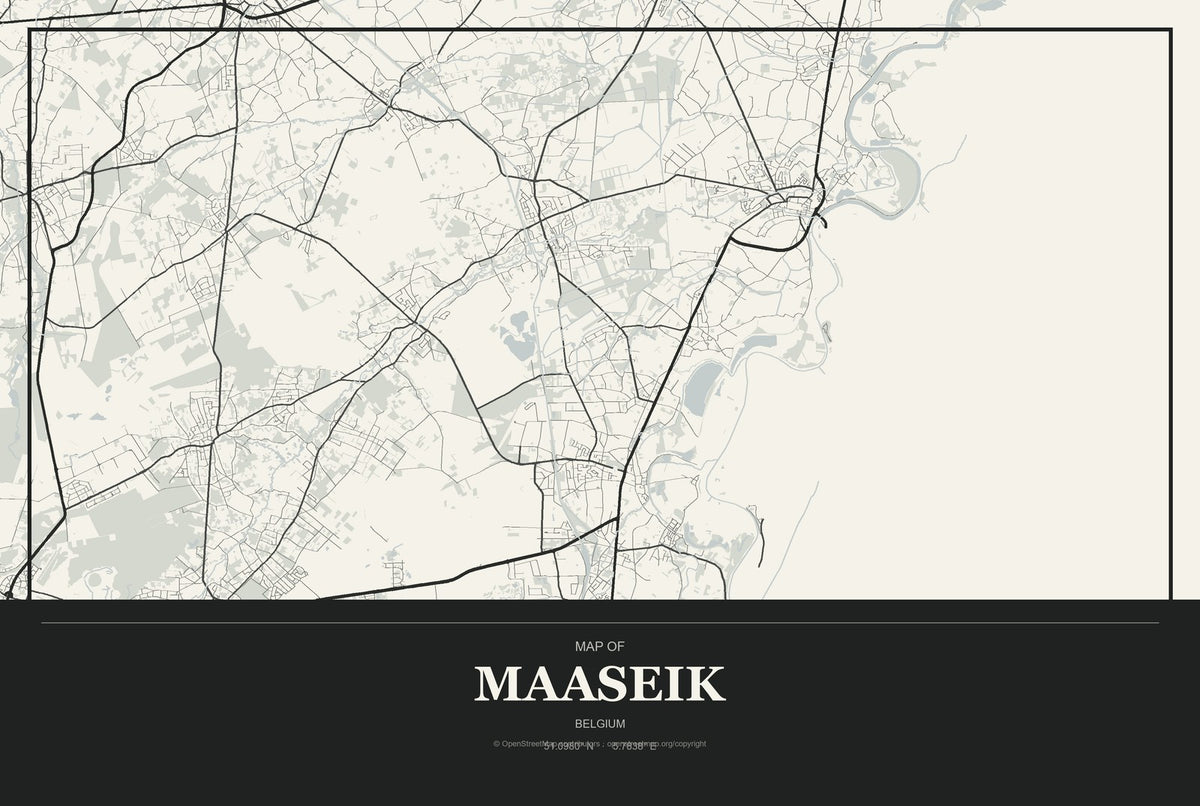 Maaseik, Belgium City Map Aluminum Sign in Museum Plaque style
