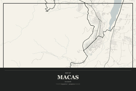 Macas, Ecuador City Map Aluminum Sign in Museum Plaque style