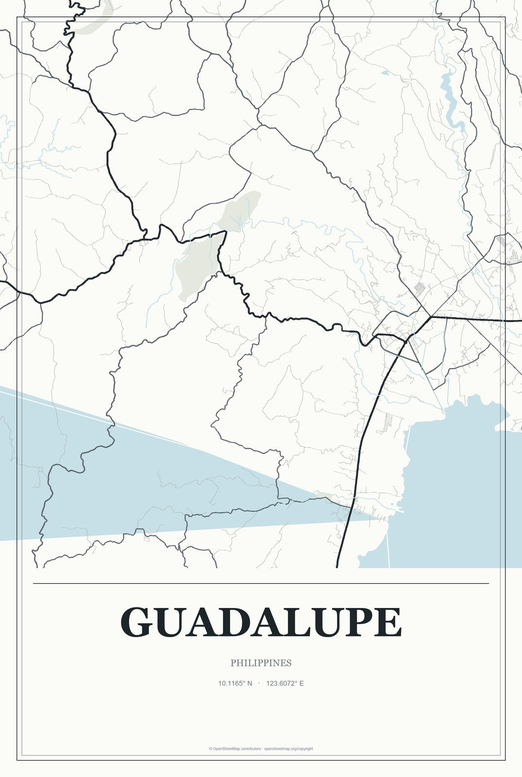 Guadalupe, Central Visayas, Philippines City Map Aluminum Sign in Gallery Air style