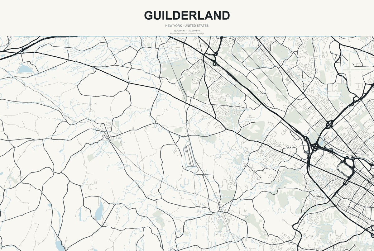 Guilderland, New York City Map Aluminum Sign in Headline Atlas style