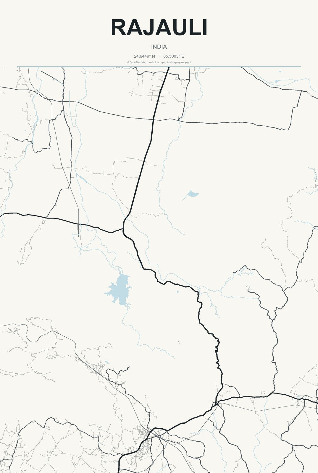 Rajauli, India City Map Aluminum Sign in Headline Atlas style
